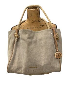 Michael Kors Natural ISLA Large Canvas Satchel